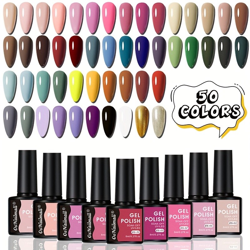 8มล หนึ่งฉลากหนึ่งสียาทาเล็บเจล,50เคลือบเงายาทาเล็บกึ่งถาวร