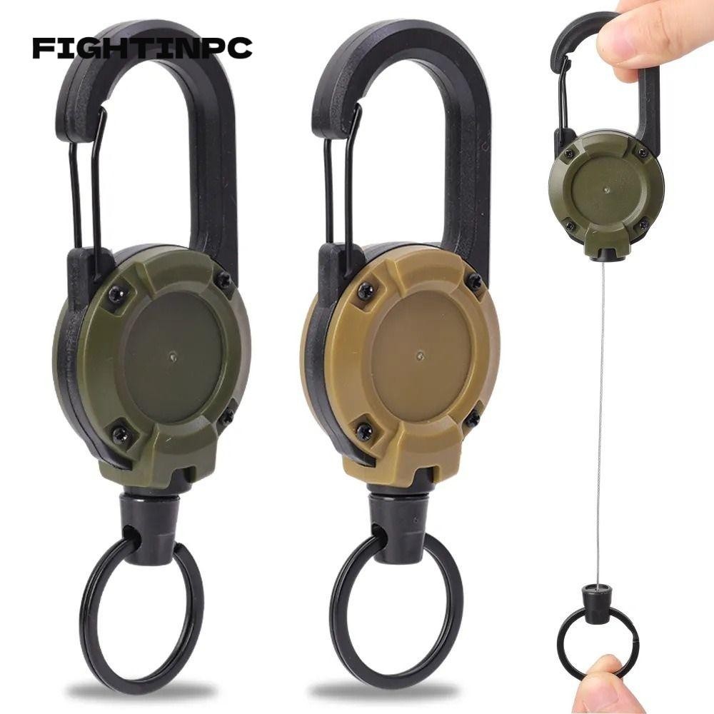 Fightinpc Pull Reel Carabiner, Heavy Duty Easy Pull Buckle Key Chains, เครื่องมือหดยืดหยุ่นดึงเชือกเหล็กเชือกลวดหัวเข็มขัดกลางแจ้ง