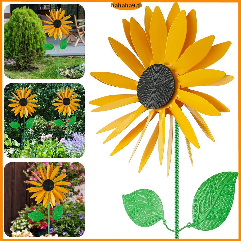 Wind Spinner 3D โลหะ Sunflower Windmill Heavy-Duty Wind Spinners ตกแต่งดอกทานตะวันฟาร์ม Art ประติมากรรม SHOPTKC4612
