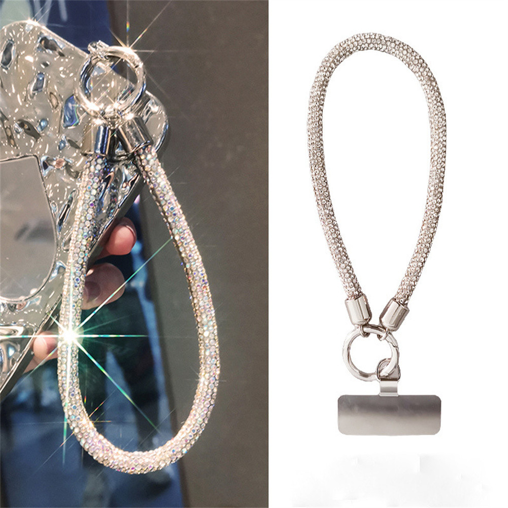 เชือกเส้นเล็กโทรศัพท์มือถือ พลอยเทียม บลิง บลิง ต่อต้านการสูญเสียเพชรเชือกเส้นเล็กมือถือเชือกแขวนโทรศัพท์สายรัดข้อมือแขวนเครื่องปร