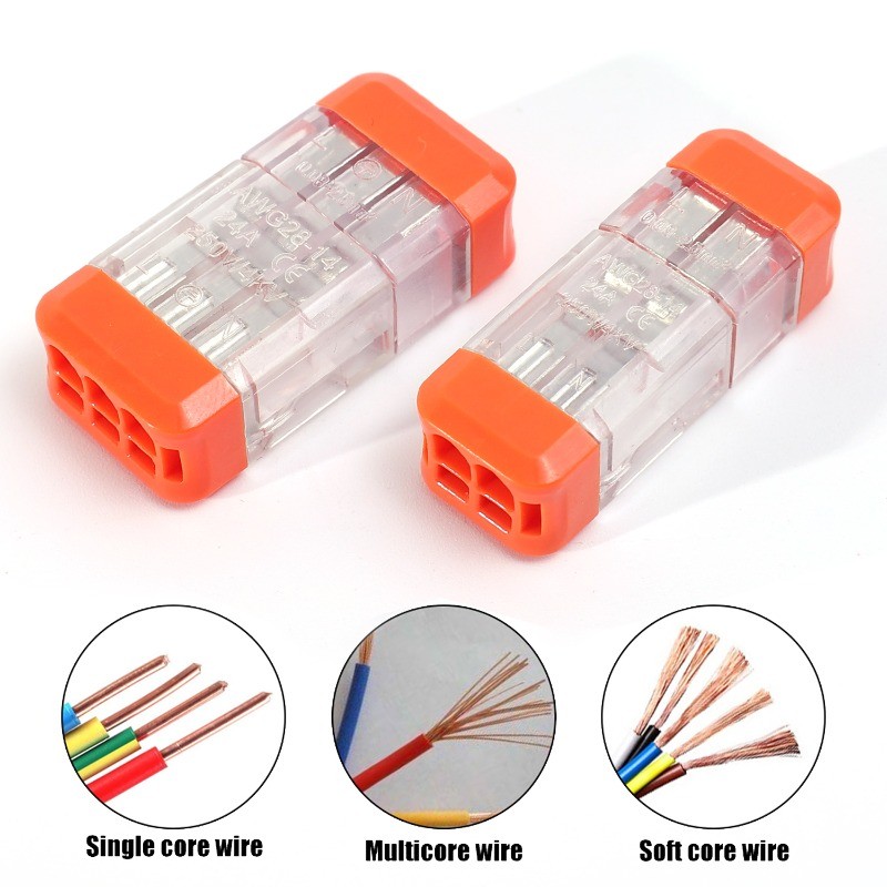 3 ชิ้น 2/3 หลุม Quick สายไฟ Terminal - กล่องแยกสายไฟ - Multi-cuit Wire Splitter - Compact Terminal Block - Push-in Spring Splicing Butt - Quick Wire Connectors - รูปที่ 6