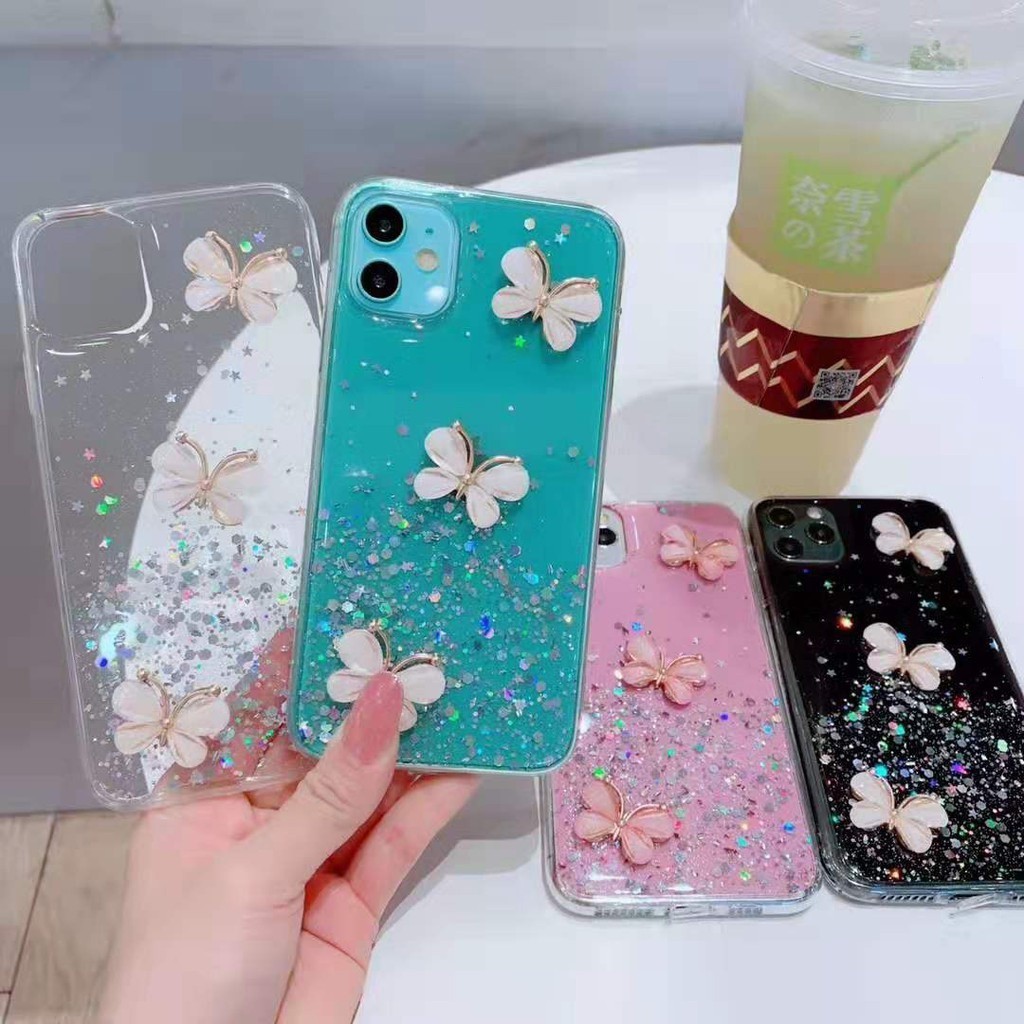 CZMXiaomi Redmi Note 7 Pro 7A K20 K30 Pro Mi 9T 3D ผีเสื้อนุ่ม TPU Bling เคสโทรศัพท์