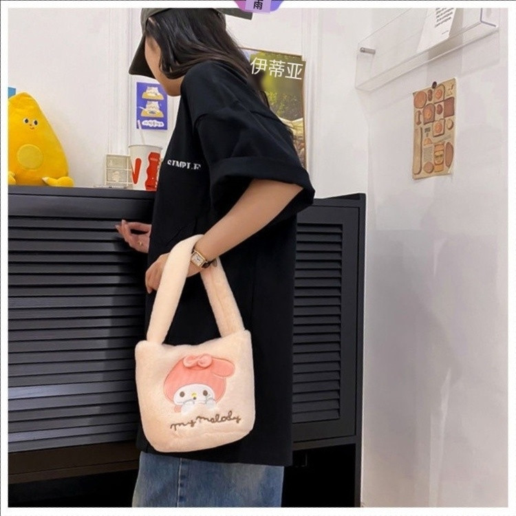 (พร้อมส่ง)J10145กระเป๋าถือ กระเป๋าสะพายไหล่ ลายการ์ตูน Sanrio Cinnamon Kuromi Lotso น่ารัก ความจุขนาดใหญ่