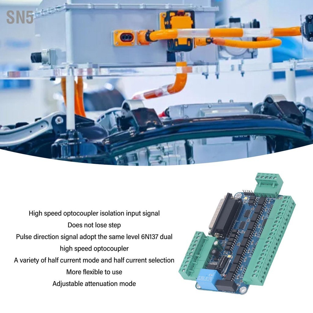 SN5 CNC Stepper Motor Controller Board 5 แกนควบคุม Breakout Distribution สำหรับ Mach3 12-60V DC