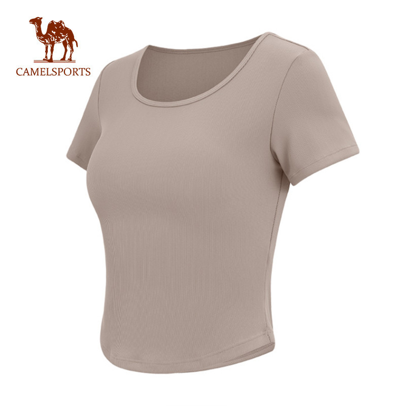 CAMEL SPORTS เสื้อยืดแขนสั้น แบบบาง ระบายอากาศได้ดี แบบแห้งเร็ว เหมาะกับใส่เล่นโยคะ วิ่งออกกําลังกาย สําหรับผู้หญิง