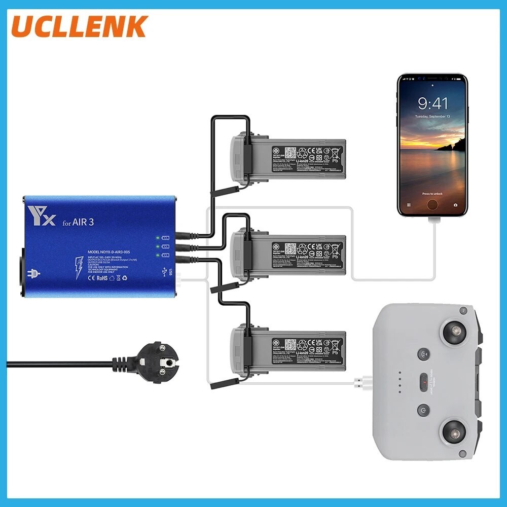Drone Battery Charger For DJI Air 3 Remote Controller Intelligent Phone Charger Hub Charging Hub For DJI Air 3 Drone