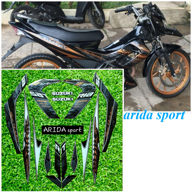สติ๊กเกอร์ Striping Suzuki Satria F150 fu f 150 fu black gold white 2012 original motif
