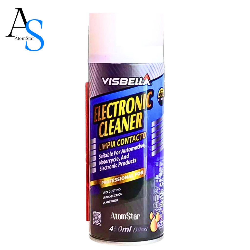 VISBELLA ElectronicCleaner 450ML สเปรย์ทำความสะอาดอุปกรณ์อิเล็กทรอนิกส์ แผงวงจร แอร์โฟล์รถยนต์ มอเตอร์ไซค์ ล้างคราบสกปรก