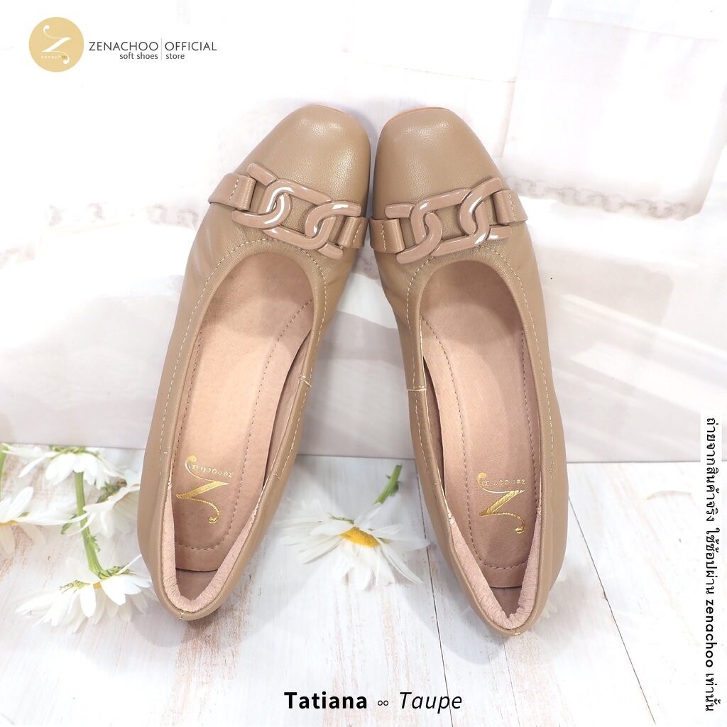 เปลี่ยนไซส์ได้-ไม่รับคืน ทรงปกติ Tatiana สูง2นิ้ว หนังแกะแท้ Zenachoo ทรงสวยมาก