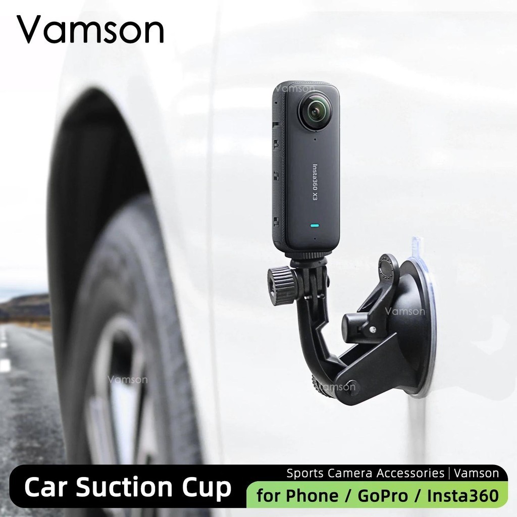 Vamson อุปกรณ์เสริมเมาท์ขาตั้งกล้อง แบบปุ่มดูดสุญญากาศ หมุนได้ 360 องศา สําหรับ Gopro Hero 11 10 9 Insta360 X4 One X3