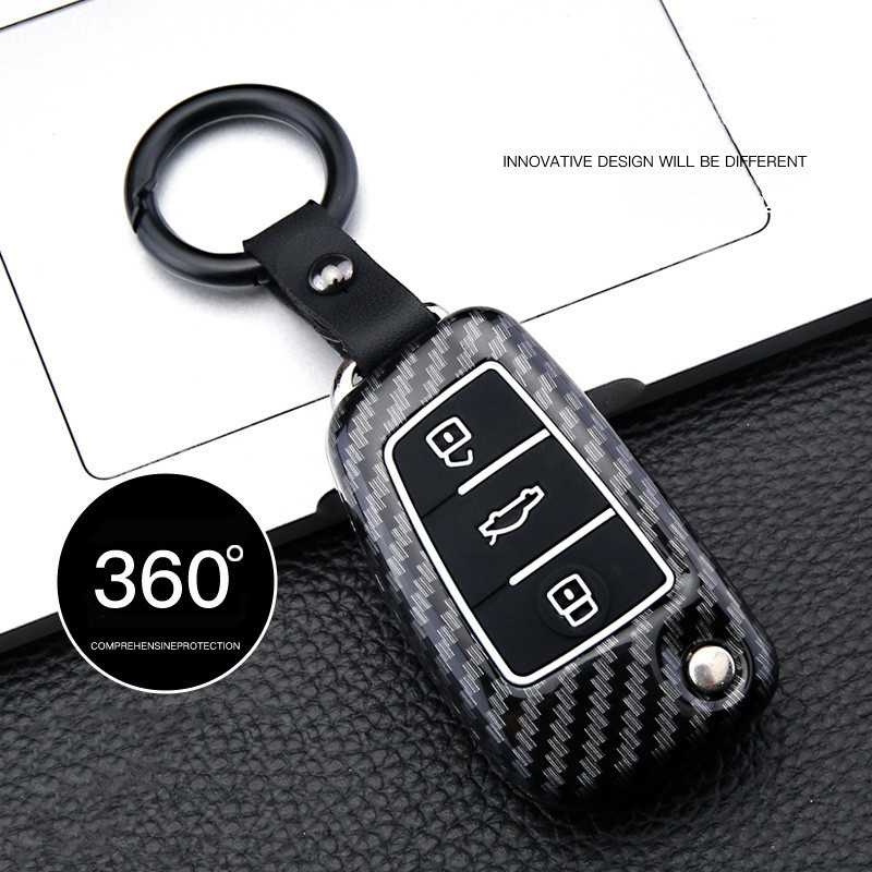 เคสรีโมตกุญแจรถยนต์ คาร์บอนไฟเบอร์ สําหรับ Audi C6 R8 A1 A3 Q3 A4 A5 Q5 A6 S6 A7 B6 B7 B8 8P 8V 8L T
