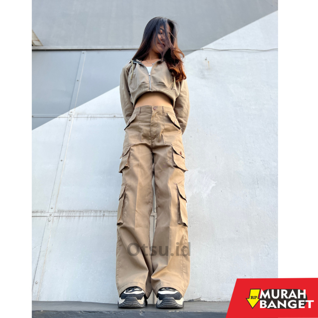 กางเกงจ็อกเกอร์ผู้หญิงล่าสุด - Gloria Cargo Pants - Highwaist Loose Cargo - กางเกงคาร์โก้ผู้หญิง - ก