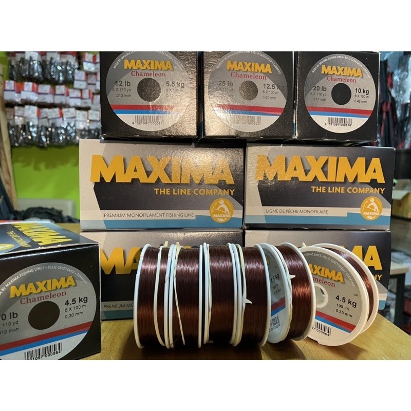 เอ็นตกปลา สายเอ็น MAXIMA สายเอ็นเต็ม สีน้ำตาล PREMIUM MONOFILAMENT FISHING LINE ผลิตในเยอรมัน เหนียว