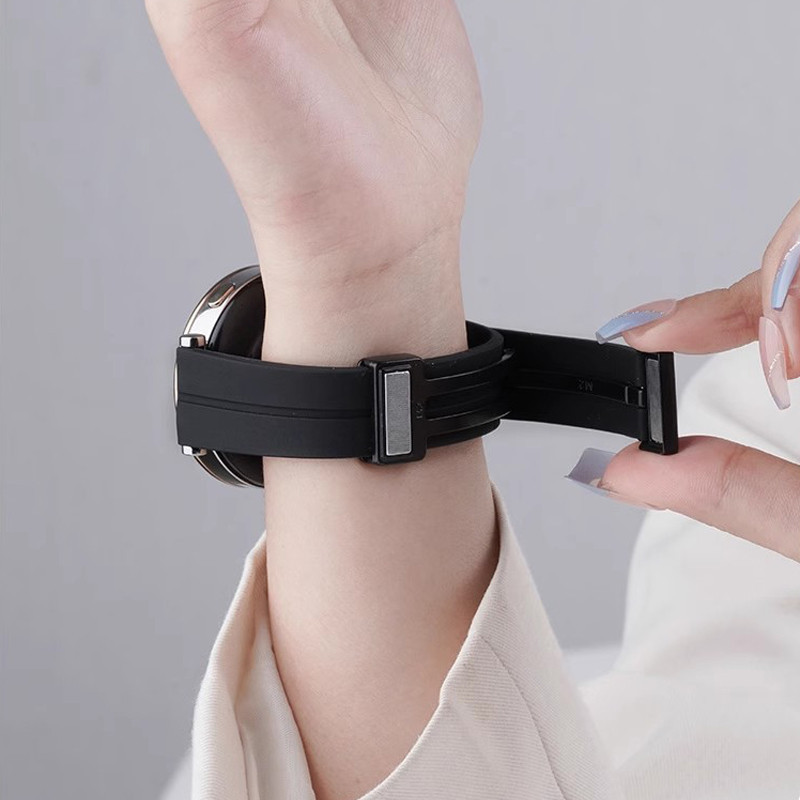สายนาฬิกาข้อมือซิลิโคน แบบแม่เหล็ก 18 มม. สําหรับ Garmin Venu 3s 2s Vivoactive 4s Forerunner 255s 265s Vivomove 3s