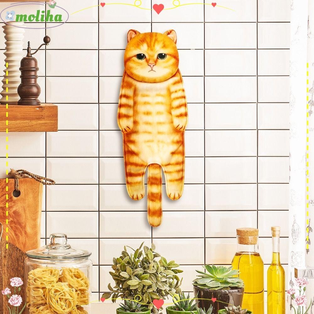 Moliha ผ้าขนหนูเช็ดมือ รูปแมวน่ารัก สําหรับตกแต่งบ้าน