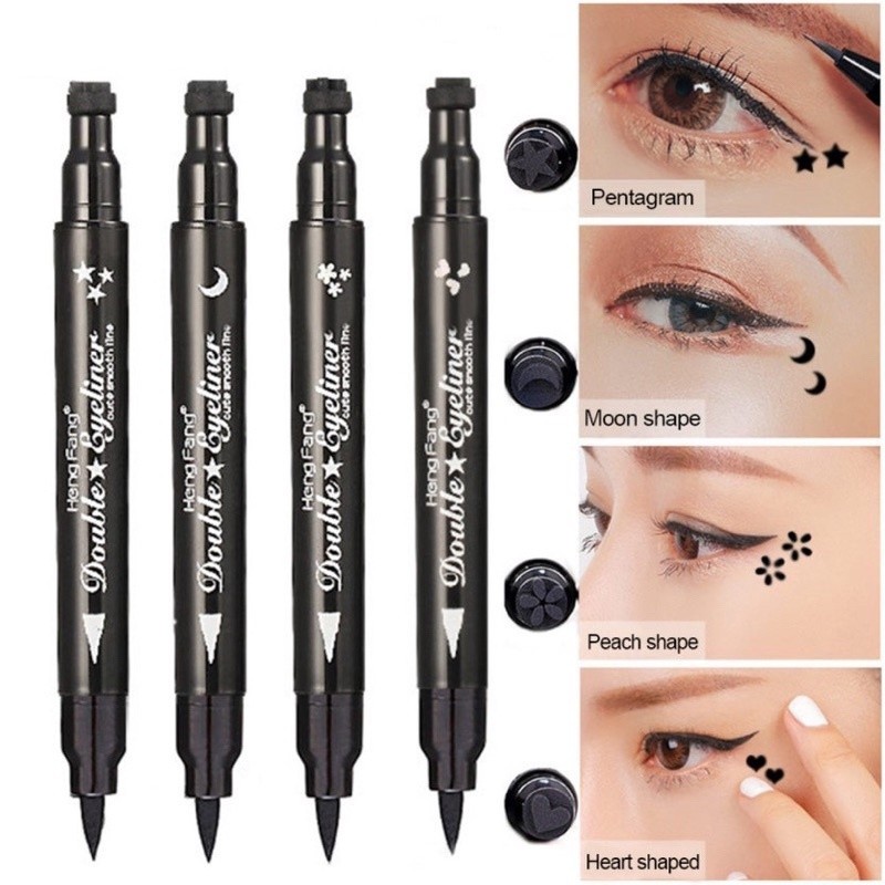 S-23✨2in1 Eyeliner อายไลเนอร์ แสตมป์สองหัว ปั๊มดาว ปั๊มหัวใจ ปั๊มดวงจันทร์ ปั้มดอกไม้ กันน้ำ กันเหงื่อ ติดทนนาน แห้งเร็ว