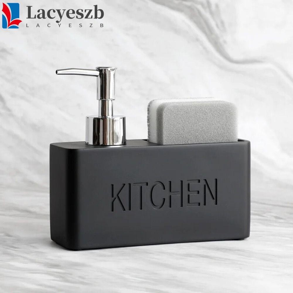 Lacyeszb เครื่องจ่ายสบู่เหลว เรซิน ทรงสี่เหลี่ยม สีดํา สไตล์โมเดิร์น สําหรับห้องครัว