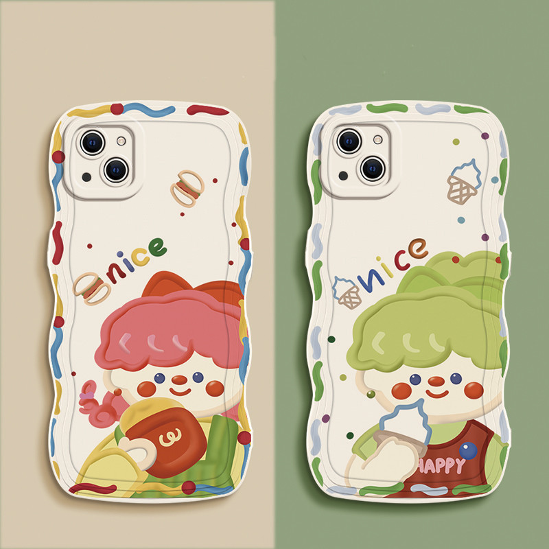 [โปรโมชั่น] Ice Cream Girl เคสโทรศัพท์ใช้งานร่วมกับ iPhone 11 13 14 15 12 Pro Max Burger สาว X XR XS MAX 7 8 14 15 Plus