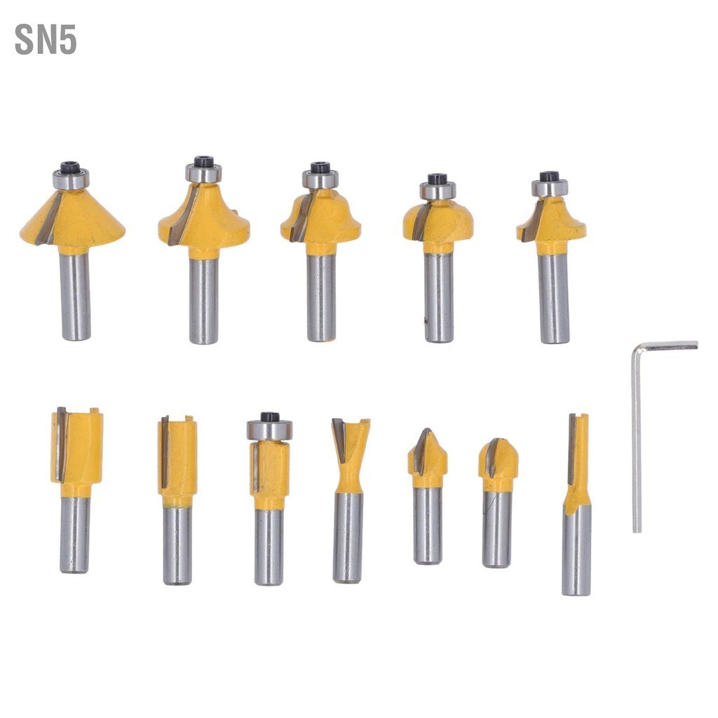 SN5 12 ชิ้นเราเตอร์บิต 8 มิลลิเมตรก้านคาร์ไบด์ใบมีดเครื่องตัดกัดงานไม้ชุดสำหรับขอบ Slotting ตัด