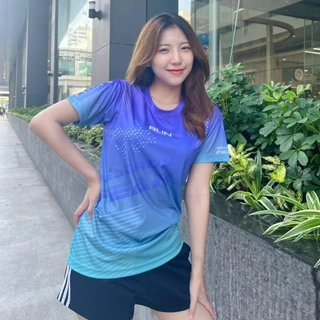 เสื้อกีฬาผู้หญิง ใส่ออกกำลังกาย/วิ่ง/เต้นแอโรบิกผ้าไมโครเรียบเบาสบายระบายอากาศดีพิมพ์ทั้งตัว