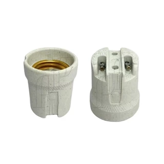 ขั้วกระเบื้องเยอรมัน ขั้วทรงกระถาง ขั้วเกลียวE27 4A 250V ขนาด 4x4.5 cm ทนความร้อนสูง