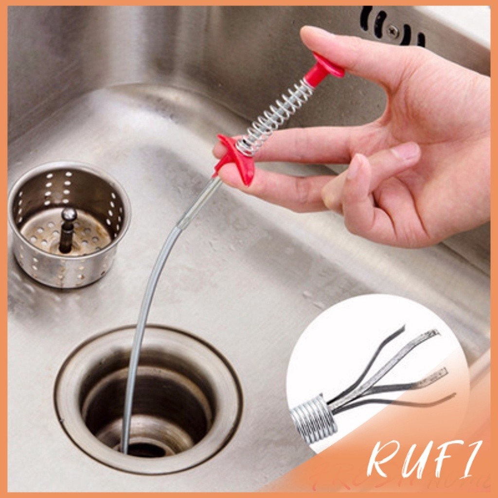 RUFI งูเหล็กทะลวงท่อตัน  แก้ท่อตัน สปริงทะลวงท่อตัน งูเหล็ก (ยาว60 เซน 60cm) Drain Pipe Jam Cleaner