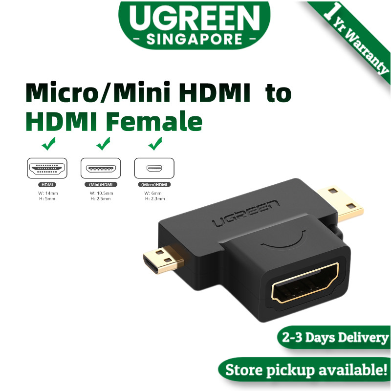 UGREEN อะแดปเตอร์ Micro HDMI, Mini HDMI Male to HDMI Female