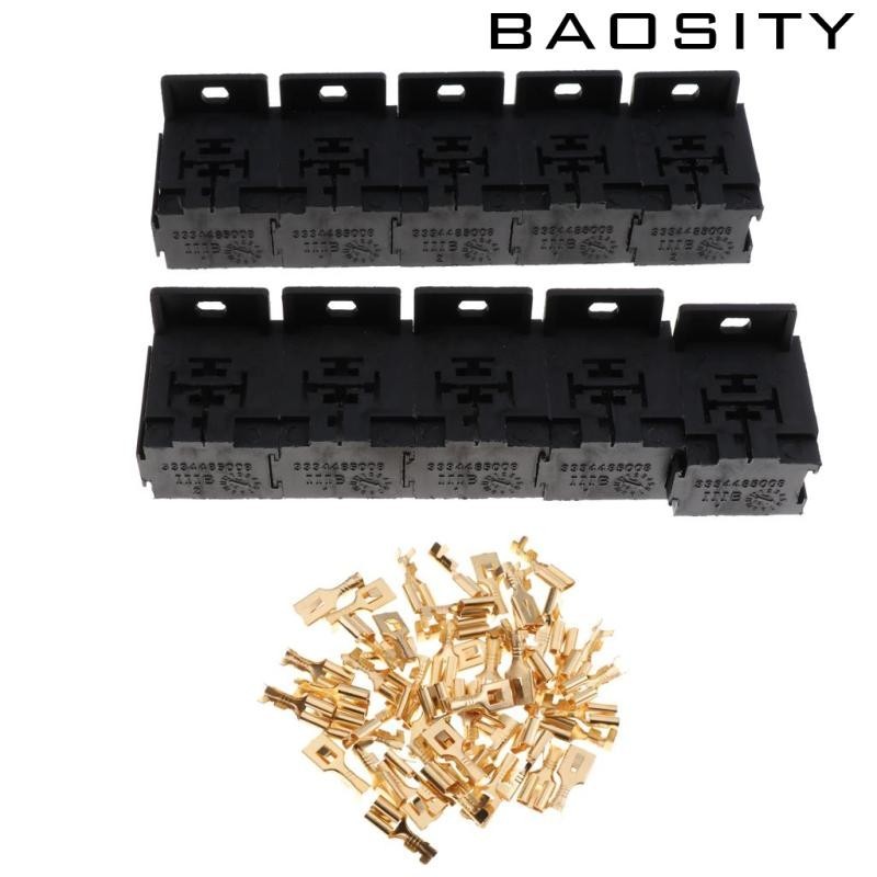 [Baosity] ซ็อกเก็ตรีเลย์เชื่อมต่อรถยนต์ 12V 24V 30A-80A 5-Pin และขั้วต่อ 10 ชุด