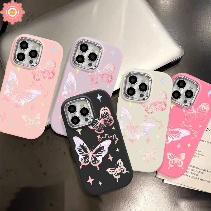 เคสโทรศัพท์มือถือชุบโลหะ ลายผีเสื้อ สีแคนดี้ หรูหรา สําหรับ Realme C53 C35 C51 C55 C21Y C25 C15 C25Y C20 C12 C30 C11 C20A C33 C25s Note 50 5s 8i 5 6i 5i Narzo 50 N53