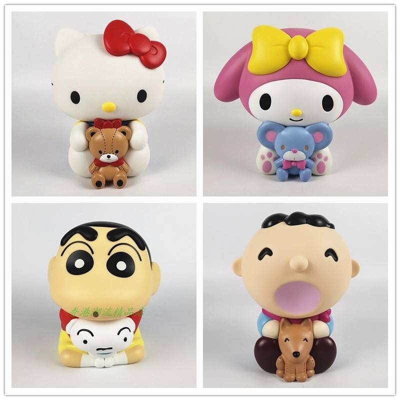 Sanrio Kitty Melody Minna no tabo Crayon Shinchan Vinyl Plastic Coin Bank 23038