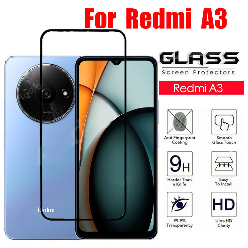 ฟิล์มกระจกเต็มจอ Redmi A3 A2Plus A1 ตรงรุ่น ติดง่าย สำหรับ XIAOMI RedmiA3 กระจกนิรภัยกันรอยหน้าจอ