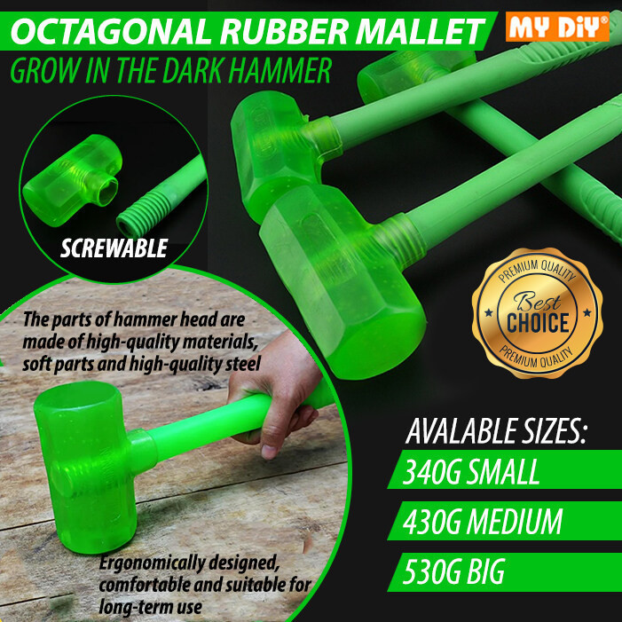 MYDIYSDNBHD - OCTAGONAL RUBBER MALLET HAMMER MULTIFUNCTION RUBBER HAMMER FLOOR GROW