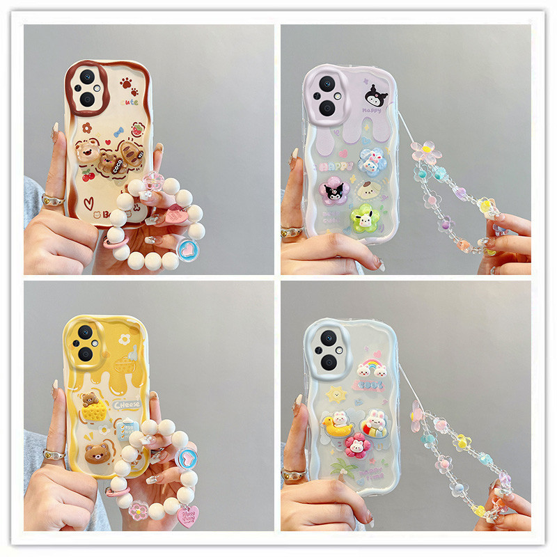 เคส oppo reno 7z 5g เคสโทรศัพท์มือถือ ลายตุ๊กตา 3D สีครีม สําหรับ 8z 5g