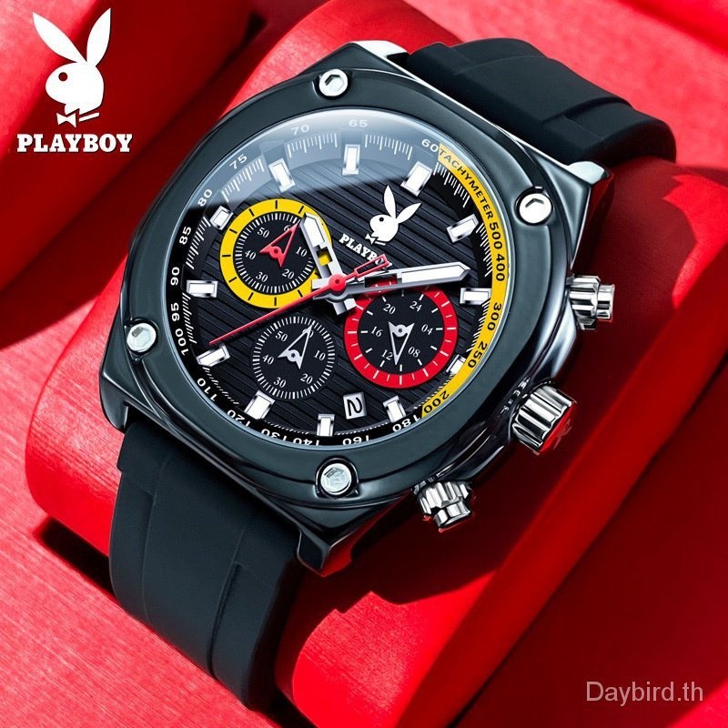 Playboy เคาน์เตอร์ ของแท้ (พร้อมส่ง ของแท้) 3060 นาฬิกาข้อมือควอตซ์ แฟชั่น กันน้ํา สําหรับผู้ชาย