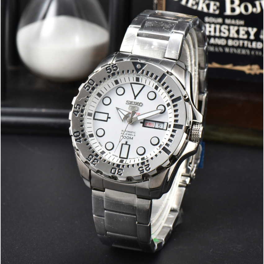 Seiko Seiko Seiko5 series นาฬิกาข้อมืออัตโนมัติ สายสแตนเลส สไตล์เกาหลี ญี่ปุ่น สําหรับผู้ชาย 39x20 มม.