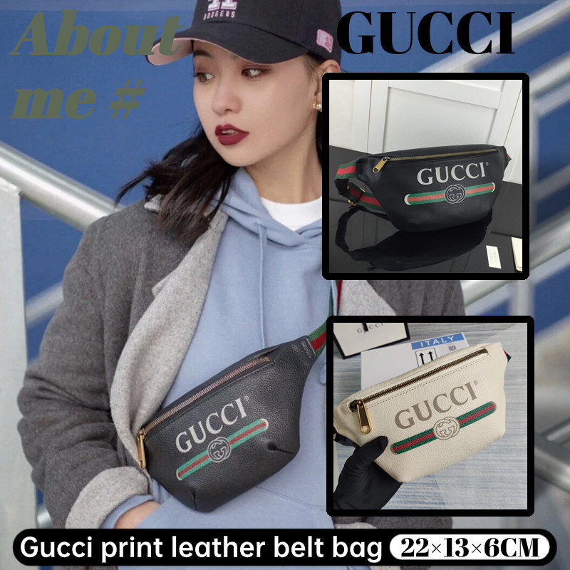 กุชชี่ Gucci print leather belt bag กระเป๋าสะพายข้างผู้ชาย S/M