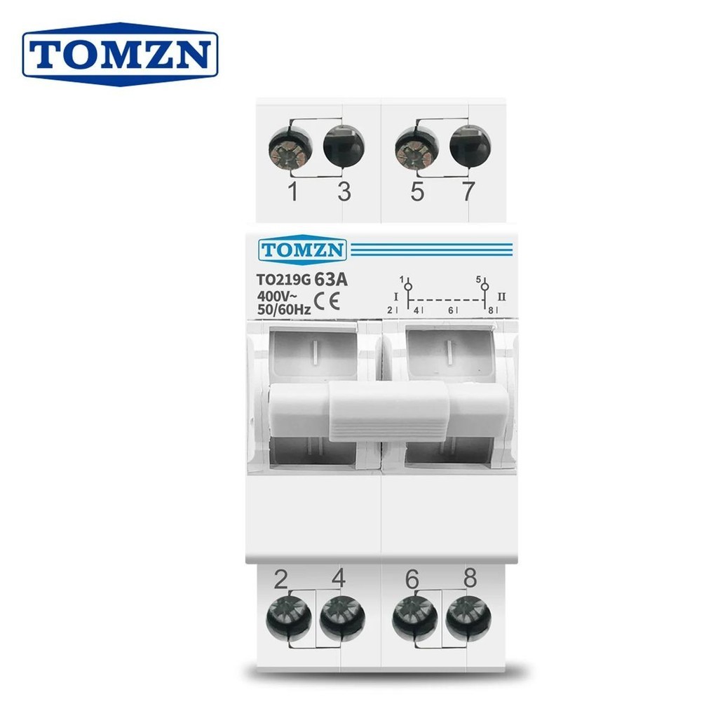 Tomzn TO219G 2P 63A MTS สวิตช์แยกวงจรเบรกเกอร์ แบบแมนนวล