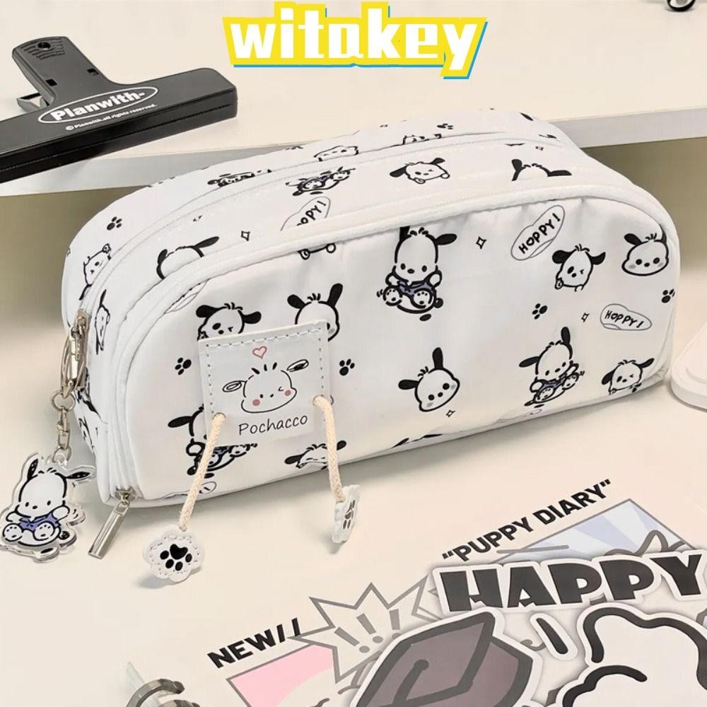 Witakey กระเป๋าใส่ปากกา ดินสอ มีซิปคู่ ความจุขนาดใหญ่ แบบพกพา กันฝุ่น ของขวัญ