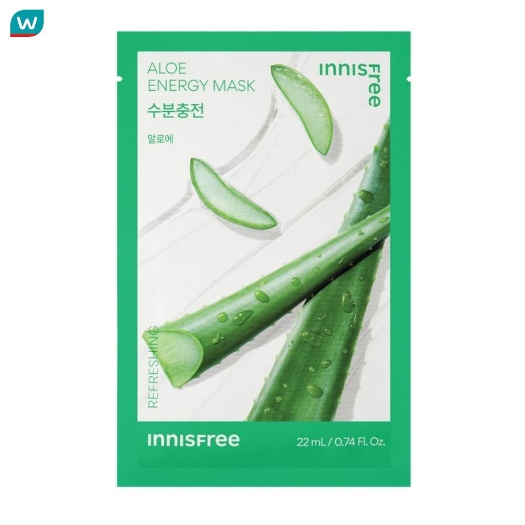 Innisfree อินนิสฟรี อโล เอนเนอร์จี มาส์ก 1 แผ่น มาส์กหน้าผิวชุ่มชื้น ปลอบประโลมผิว เรียบเนียน