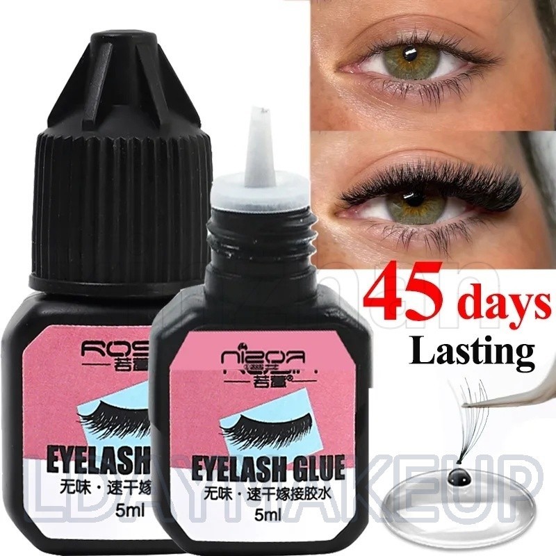 5ml Professional Latex-ฟรีสีดําขนตากาว /45days Lasting Quick Dry กันน้ํา Eye Lash กาวสําหรับ Cluster Eyelash/ False Lashes Extension เจลแต่งหน้าเครื่องมือ