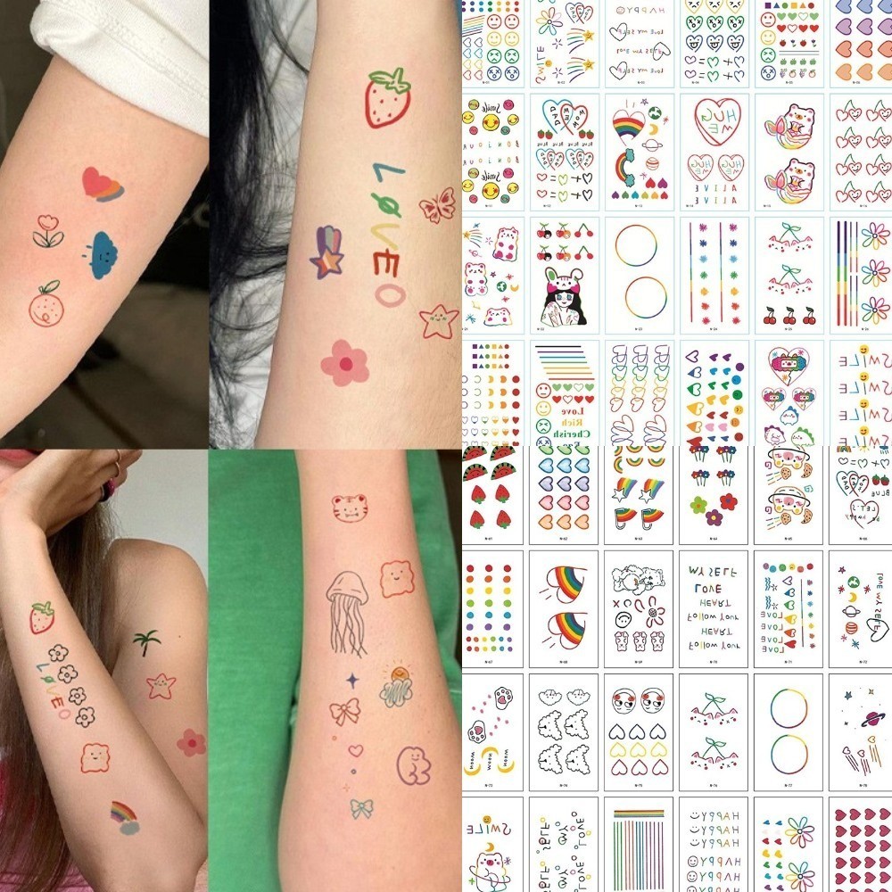 สติกเกอร์รอยสักชั่วคราว ลายดอกไม้ หัวใจ แขนไหปลาร้า น่ารัก สําหรับผู้หญิง 30 ชิ้น