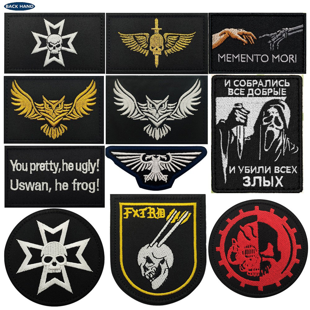 WarHammer 40K WarHammer 40K WarHammer Samurai Skull ปักผ้าสติกเกอร์กลางแจ้งกระเป๋า Velcro Badge Mora