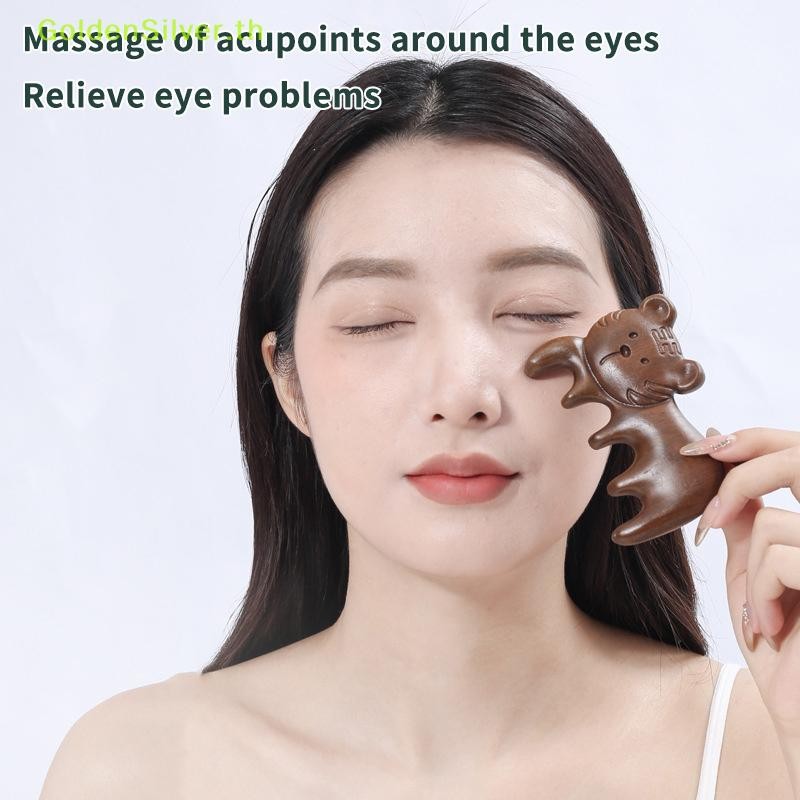 GoldenSilver 1 ชิ้น Boutique Hand-แกะสลักไม้จันทน์หัตถกรรมหวีสําหรับผมเสือ/นวดหวีแปรงผมเครื่องมือจัดแต่งทรงผมของขวัญเพื่อสุขภาพ TH