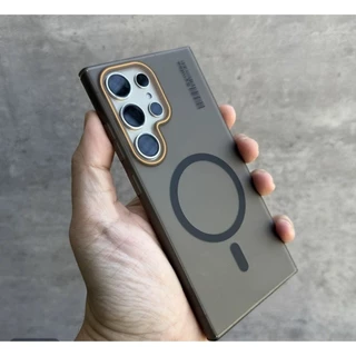 SAMSUNG A07 S25 Ultra หรูหรา อะคริลิค clear Hard Matte Magnetic สําหรับ Samsung Galaxy S25 Plus S24 Ultra S23 S22 061