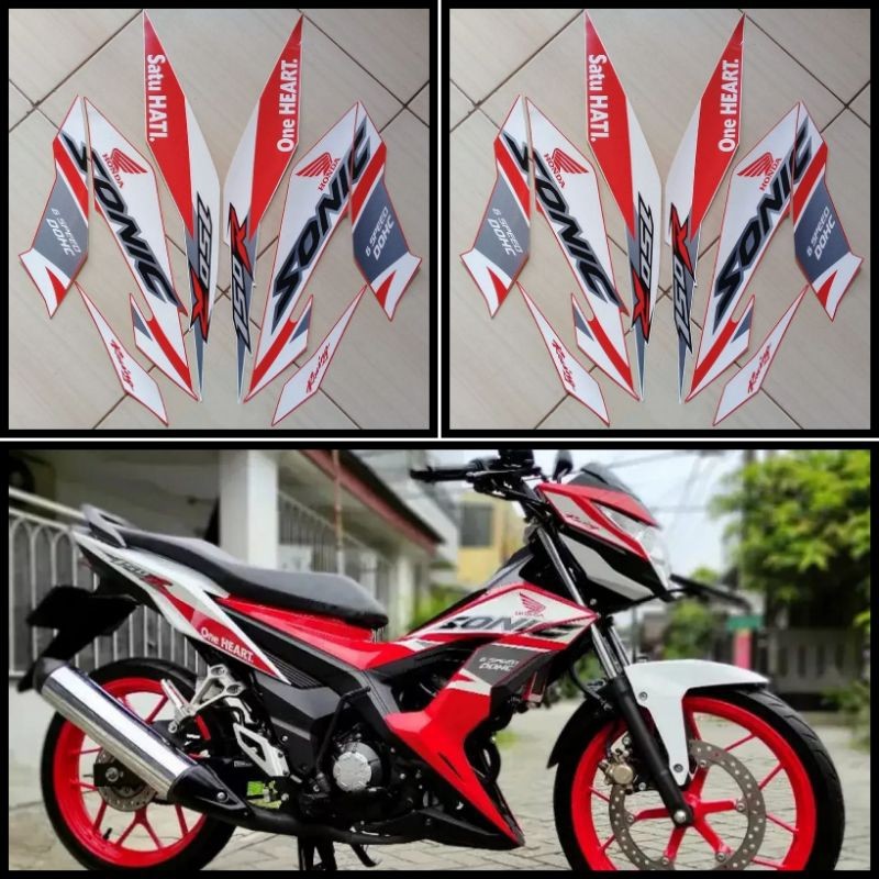 MERAH HONDA SONIC SPECIAL EDITION 2018 WHITE RED MOTORCYCLE BODY STRIPING STICKER