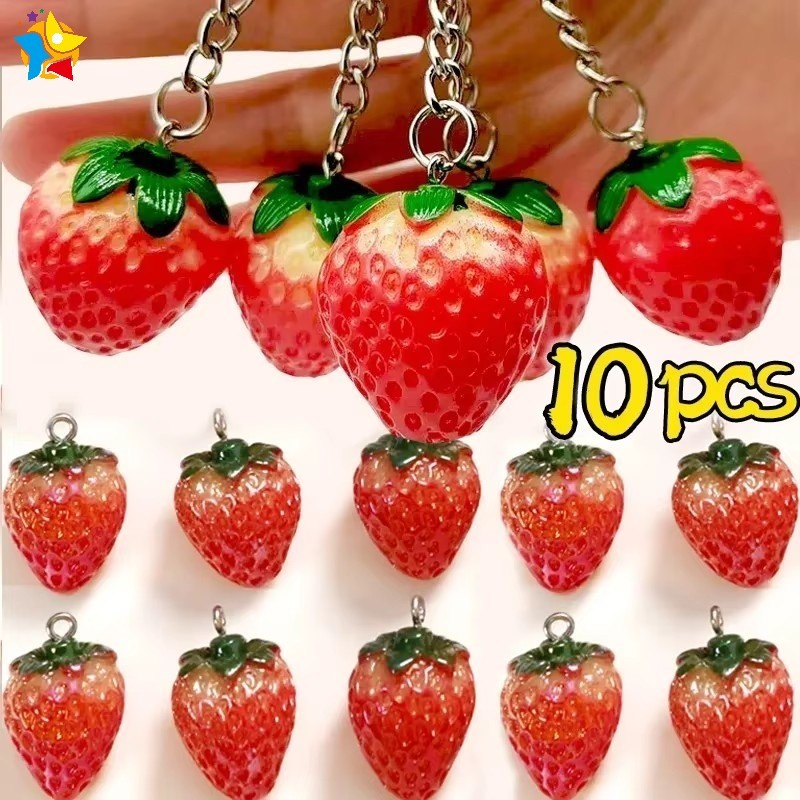 3d Cherry Strawberry Charms จี้เรซิ่นสีแดงสําหรับเครื่องประดับทําอุปกรณ์ DIY ต่างหูสร้อยคอพวงกุญแจอุปกรณ์เสริม – โปรปัง
