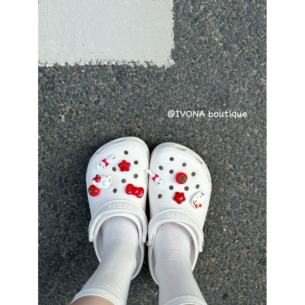 "Kitty Tomato" ต้นฉบับ DIY น่ารัก Crcs รองเท้า Charms อุปกรณ์เสริมรองเท้าตกแต่งแกนรองเท้า charm