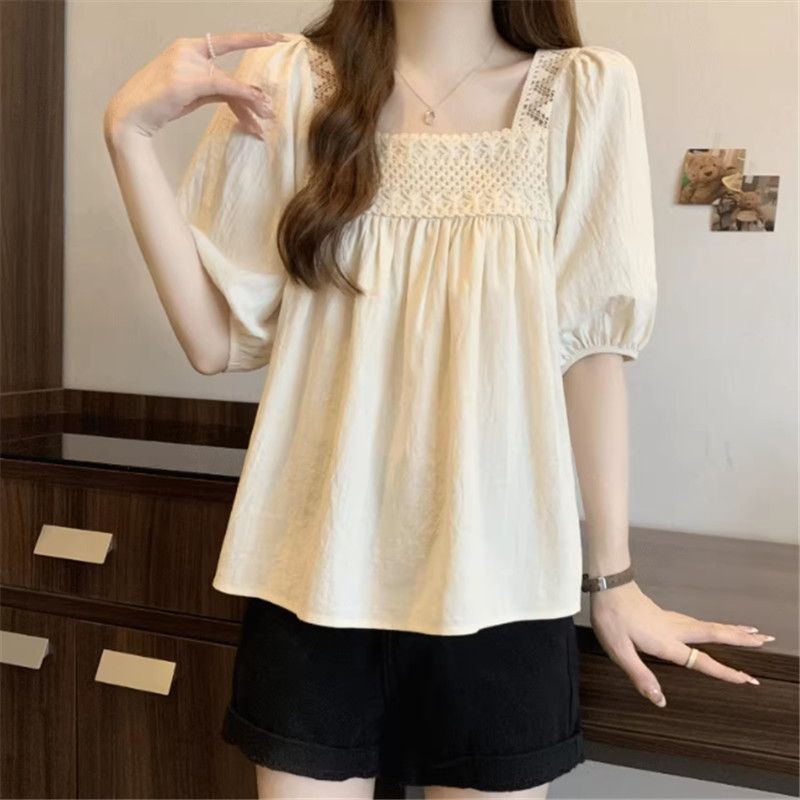 Fern Shop เสื้อแขนสั้นผู้หญิงฤดูร้อนระบายอากาศเกาหลี