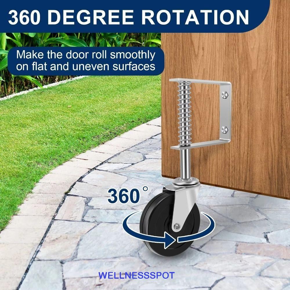 Wellnessspot ล้อประตู, 4 นิ้ว Heavy-duty Spring Load Caster, Multi-Function 70 กก.ความจุยาง 360°วงล้อสปริงทําให้หมาด ๆ หมุนได้สําหรับเฟอร์นิเจอร์