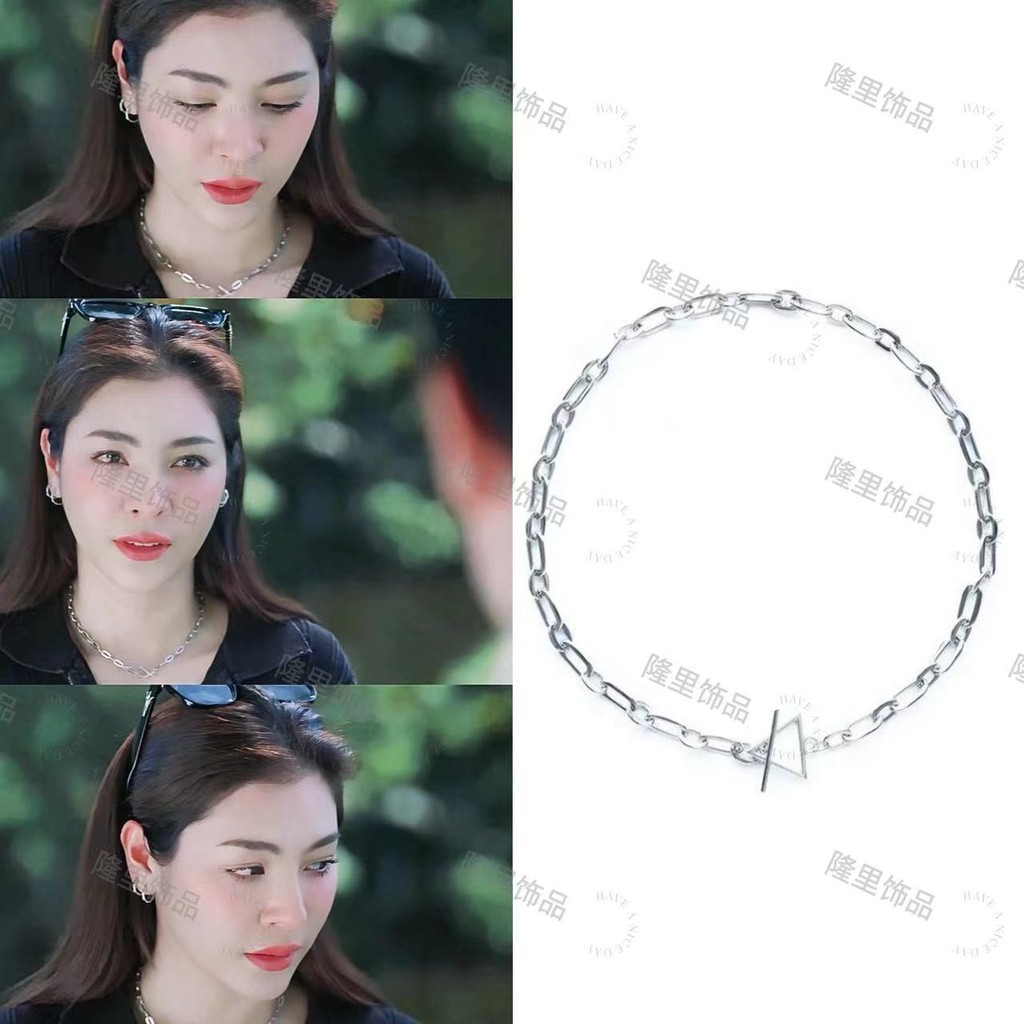 T ละครไทย Love เติมสินค้าเปล่า Faye สร้อยคอเรขาคณิต OT หัวเข็มขัด Hip Hop เหล็กไทเทเนียม Colorfast ส